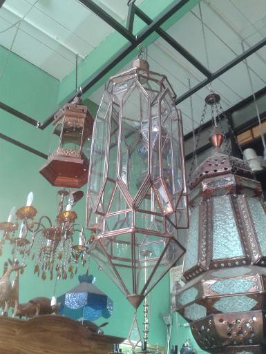 Moroccan lamp style : material is brass with glass size 80 x 28 cm. Moroccan lamp style : material is brass with glass size 80 x 28 cm.