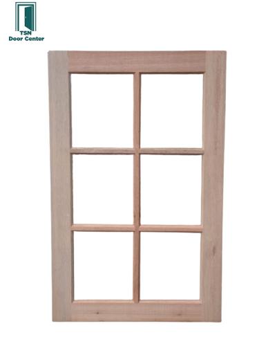 หน้าต่างไม้เต็งแดง กระจก6ช่องตรงขนาด 70x110ซม. สามารถใส่กระจกได้ทุกแบบ สีชา สีเขียว เจียปรี