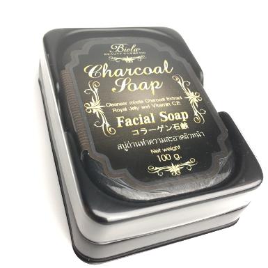 Biola Facial Soap With Charcoal Extract Royal Jelly and Vitamin C, E 100g. (สีดำ)