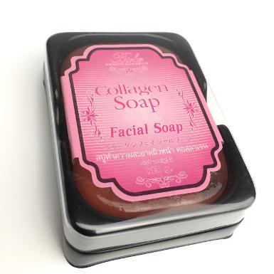 Biola Facial Soap With Collagen Extract Vitamin C, E 100g. (สีชมพู)