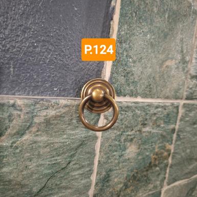 Brass pull handle Item Code P.124 size plate 27 mm.ring 30 mm.L:total 43mm. Brass pull handle Item Code P.124 size plate 27 mm.ring 30 mm.L:total 43mm.