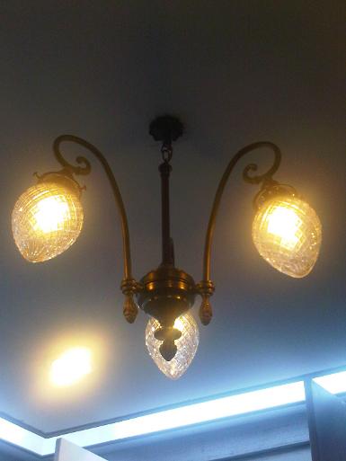 Hanging lamp 3 arm brass with cut glass Item Code AT60H Hanging lamp 3 arm brass with cut glass Item Code AT60H