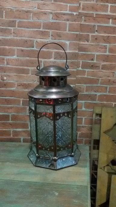 Morocco Lamp brass with glass Item Code MRC19M size high 32cm. wide 16 cm.. Morocco Lamp brass with glass Item Code MRC19M size high 32cm. wide 16 cm..